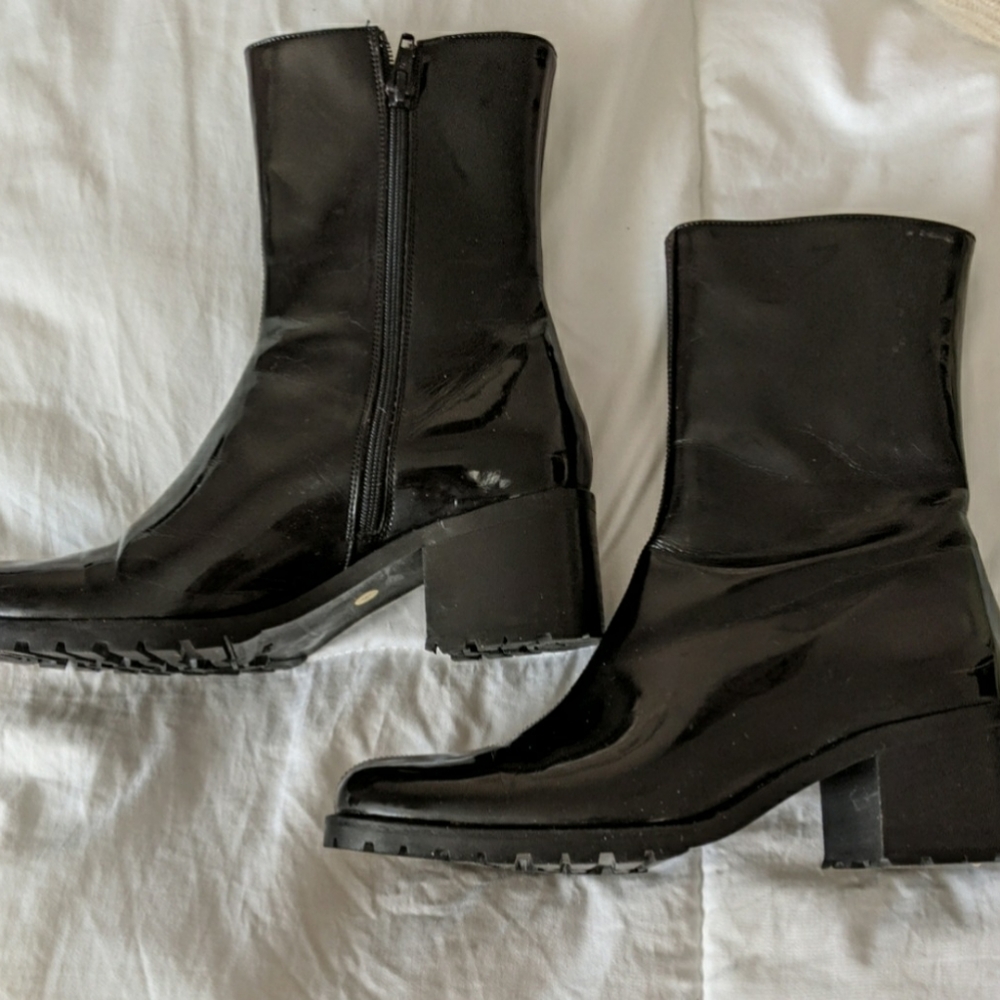 Anne Klein patent leather boots.